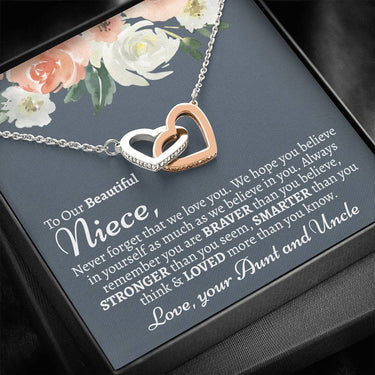 Niece (From Aunt and Uncle) Interlocking Hearts Necklace - Love You This Much